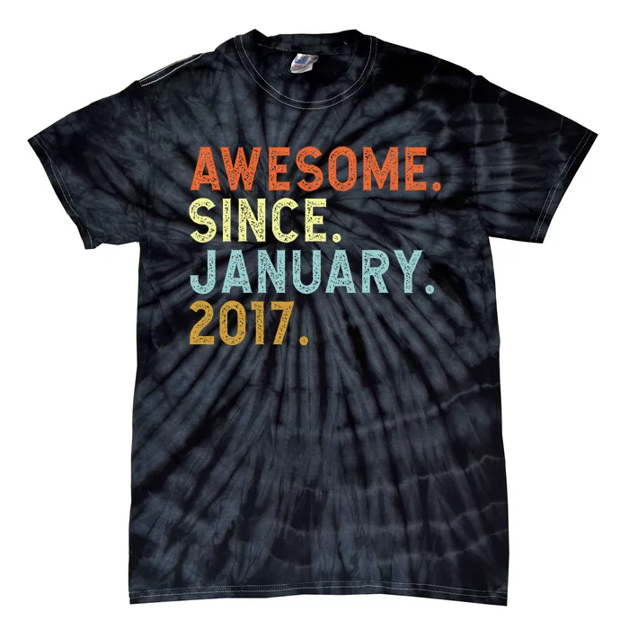 6 Years Old Awesome Since January 2017 6th 6 Birthday Tie-Dye T-Shirt