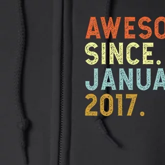 6 Years Old Awesome Since January 2017 6th 6 Birthday Full Zip Hoodie