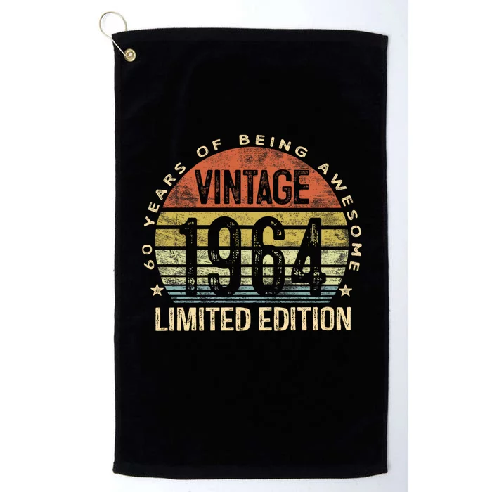 60 Year Old Gifts Vintage 1964 Limited Edition 60th Birthday Retro Platinum Collection Golf Towel