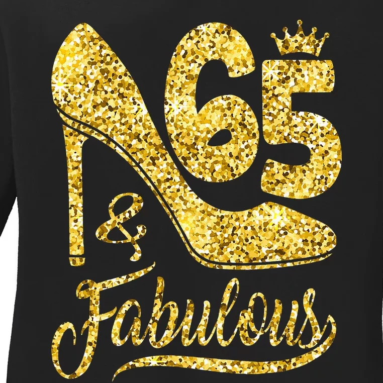 65 Years Old Gifts 65 & Fabulous 65th Birthday high heels Ladies Long Sleeve Shirt