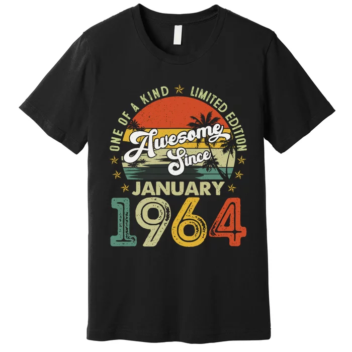 60 Years Old Vintage January 1964 Gifts 60th Birthday Wo Premium T-Shirt