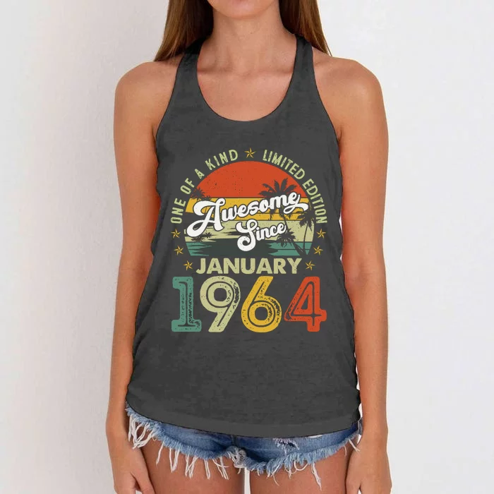 60 Years Old Vintage January 1964 Gifts 60th Birthday Wo Women's Knotted Racerback Tank