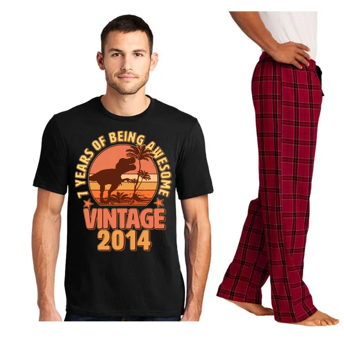 7 Years of Being Awesome Vintage 2014 Birthday T-Rex Pajama Set