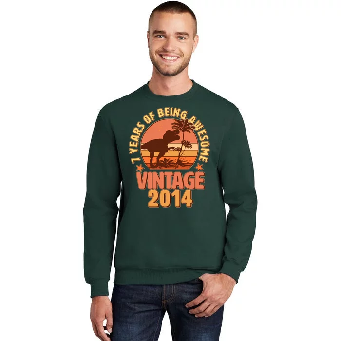 7 Years of Being Awesome Vintage 2014 Birthday T-Rex Sweatshirt