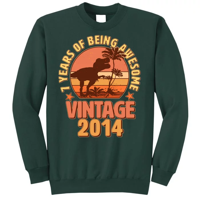 7 Years of Being Awesome Vintage 2014 Birthday T-Rex Tall Sweatshirt