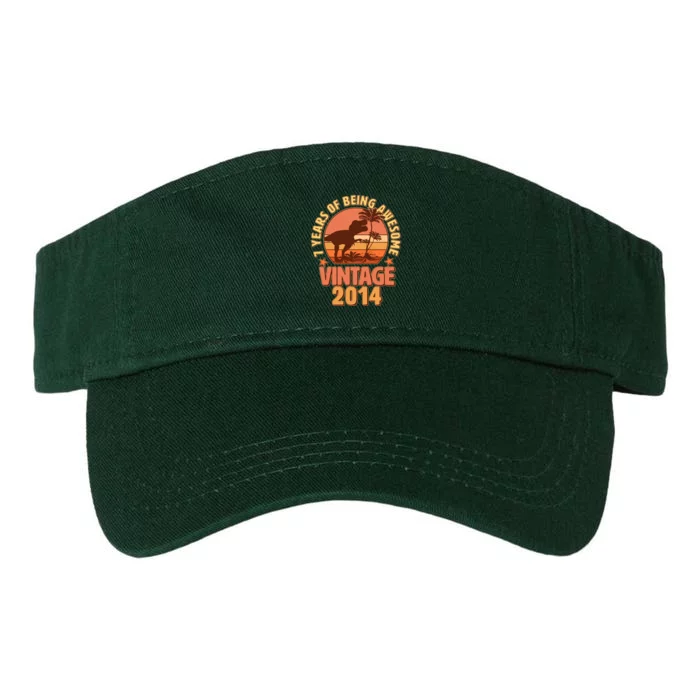 7 Years of Being Awesome Vintage 2014 Birthday T-Rex Valucap Bio-Washed Visor