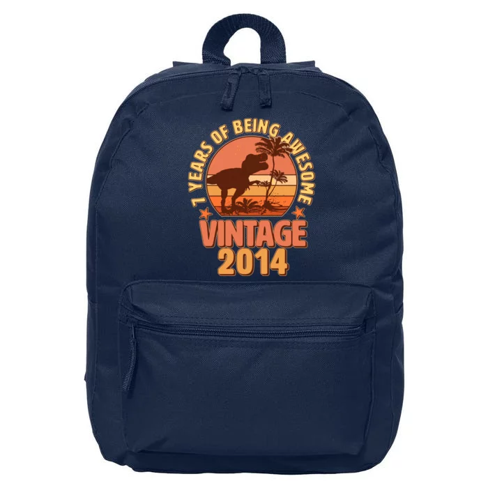 7 Years of Being Awesome Vintage 2014 Birthday T-Rex 16 in Basic Backpack