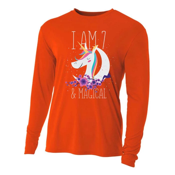 7 Years Old Unicorn Cooling Performance Long Sleeve Crew