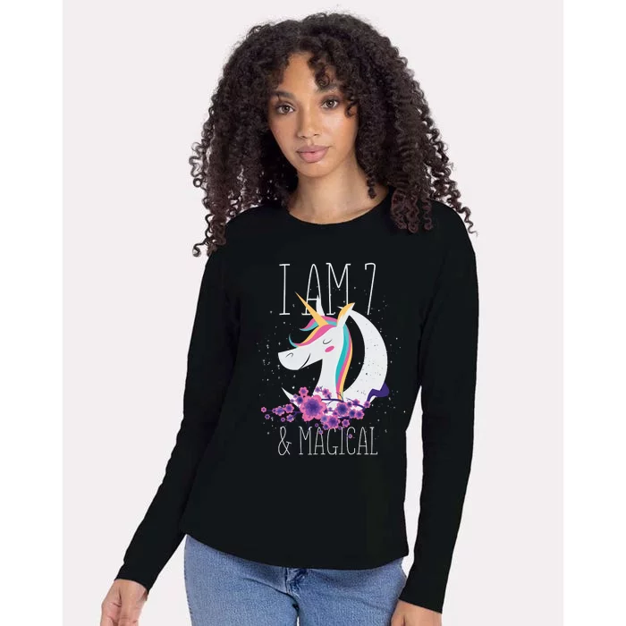 7 Years Old Unicorn Womens Cotton Relaxed Long Sleeve T-Shirt