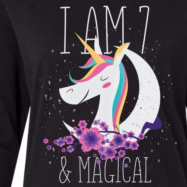 7 Years Old Unicorn Womens Cotton Relaxed Long Sleeve T-Shirt