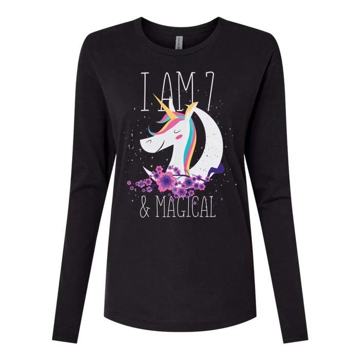 7 Years Old Unicorn Womens Cotton Relaxed Long Sleeve T-Shirt