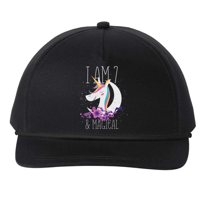 7 Years Old Unicorn Snapback Five-Panel Rope Hat