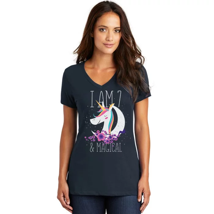 7 Years Old Unicorn Women's V-Neck T-Shirt