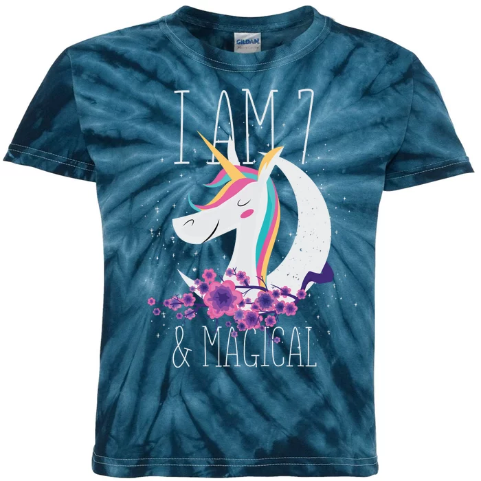 7 Years Old Unicorn Kids Tie-Dye T-Shirt