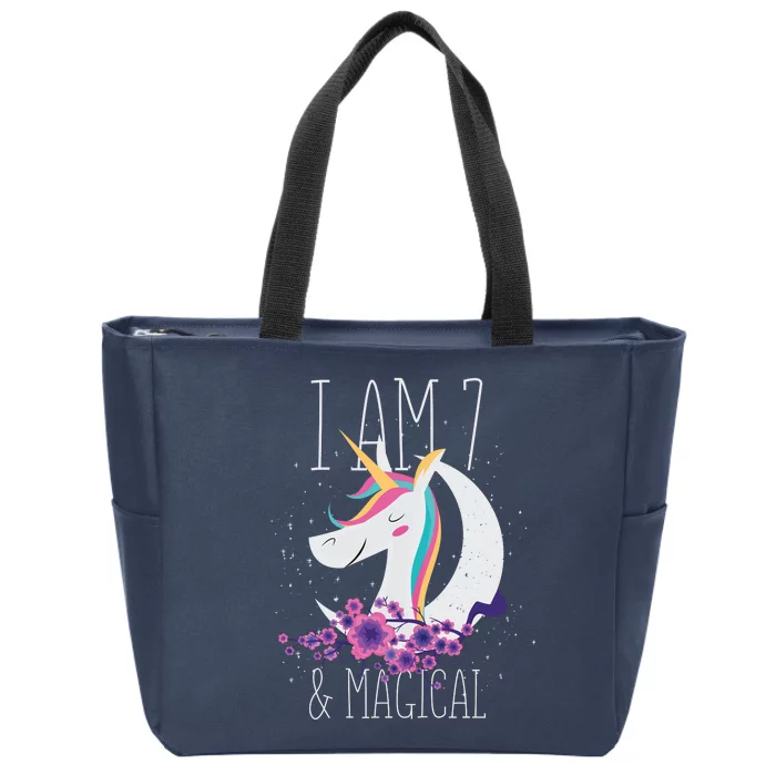 7 Years Old Unicorn Zip Tote Bag