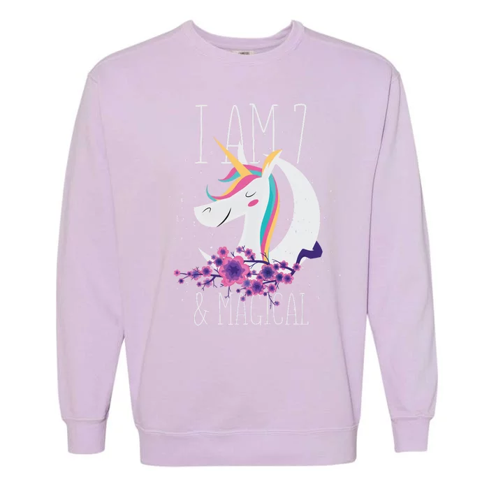 7 Years Old Unicorn Garment-Dyed Sweatshirt