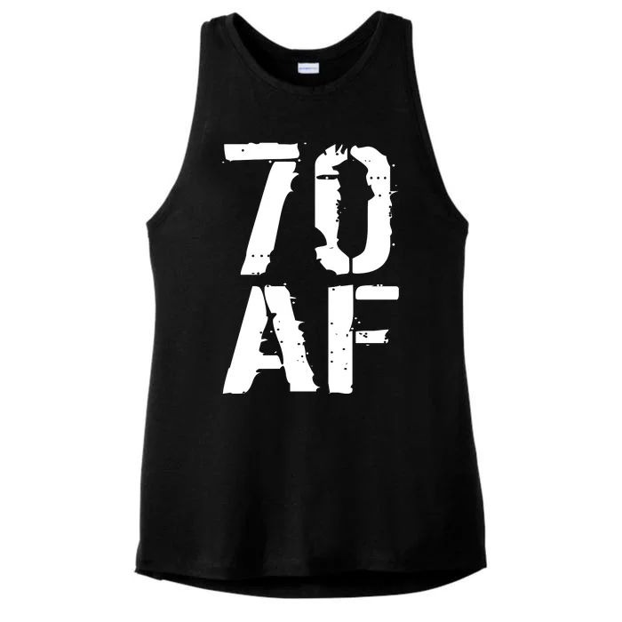 70 AF 70th Birthday Ladies Tri-Blend Wicking Tank