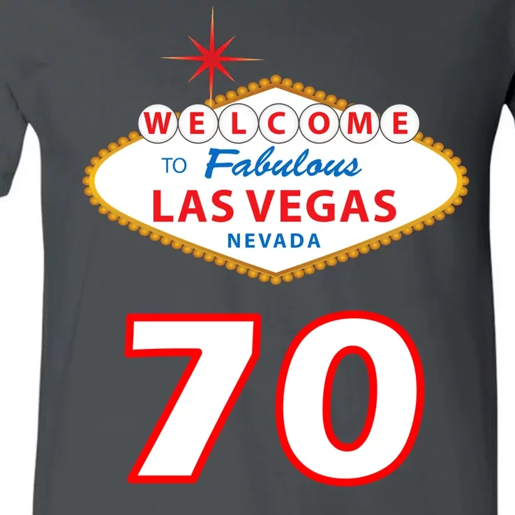 70 Years Old In Vegas 70th Birthday V-Neck T-Shirt