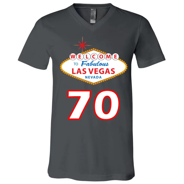 70 Years Old In Vegas 70th Birthday V-Neck T-Shirt