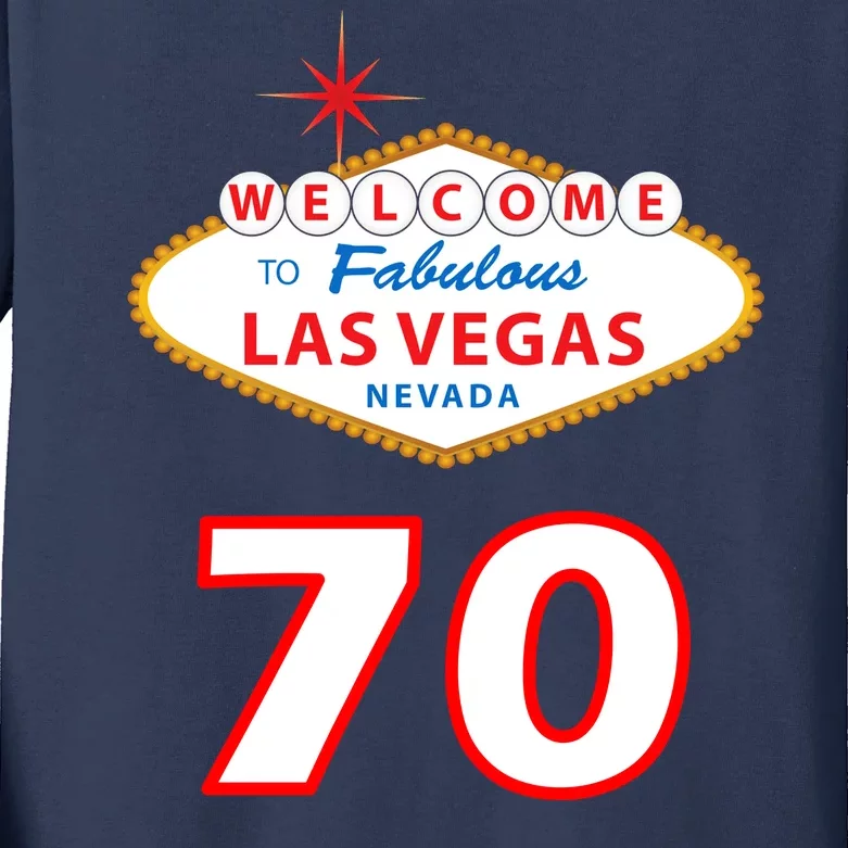 70 Years Old In Vegas 70th Birthday Kids Long Sleeve Shirt