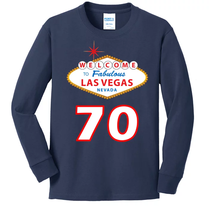 70 Years Old In Vegas 70th Birthday Kids Long Sleeve Shirt