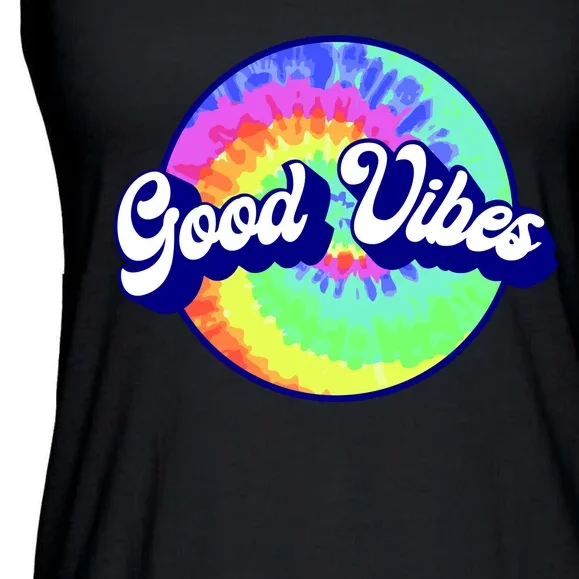 70s Retro Groovy Hippie Good Vibes Ladies Essential Flowy Tank