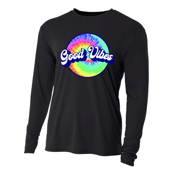 70s Retro Groovy Hippie Good Vibes Cooling Performance Long Sleeve Crew