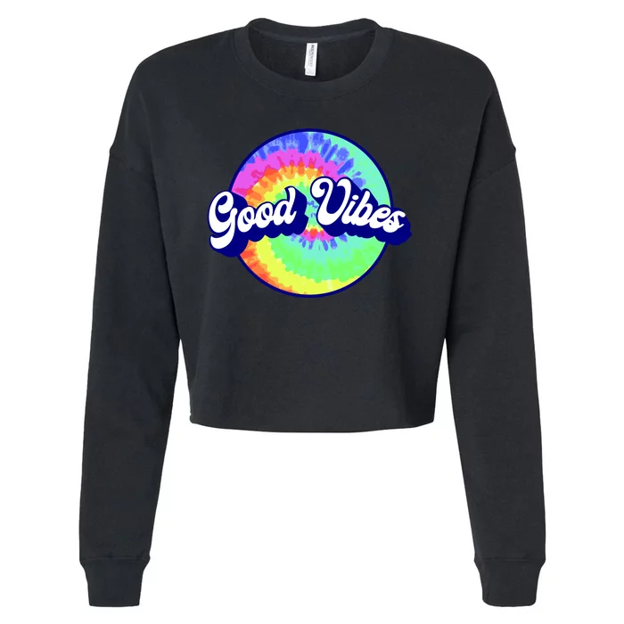 70s Retro Groovy Hippie Good Vibes Cropped Pullover Crew