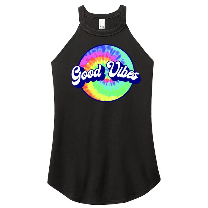 70s Retro Groovy Hippie Good Vibes Women’s Perfect Tri Rocker Tank