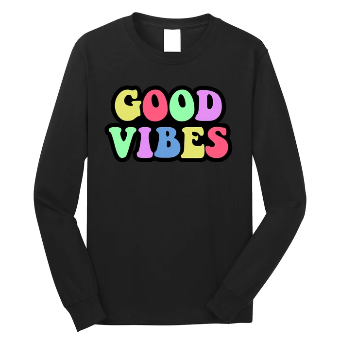 70s Retro Groovy Hippie Good Vibes Bold Long Sleeve Shirt