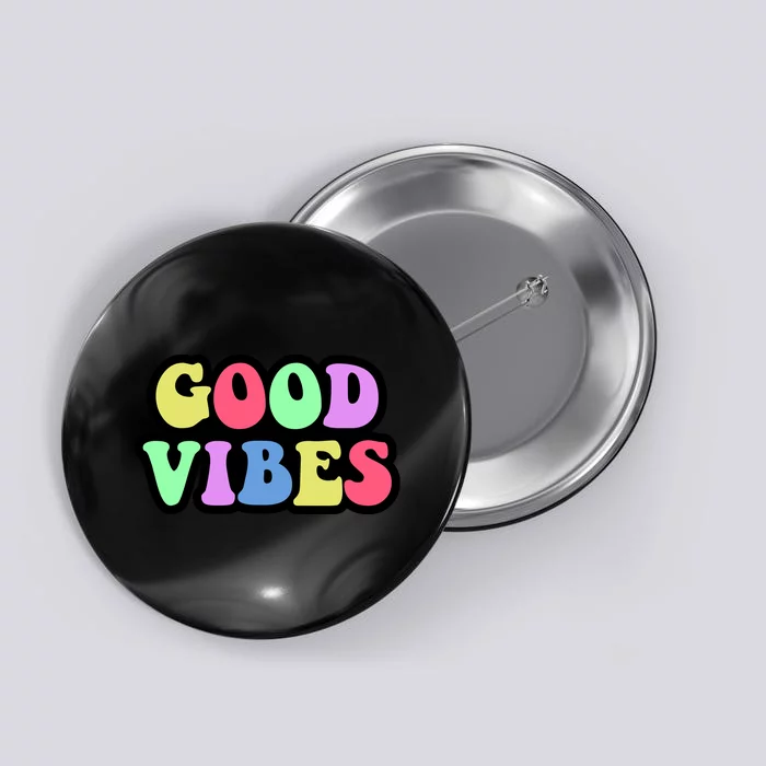 70s Retro Groovy Hippie Good Vibes Bold Button