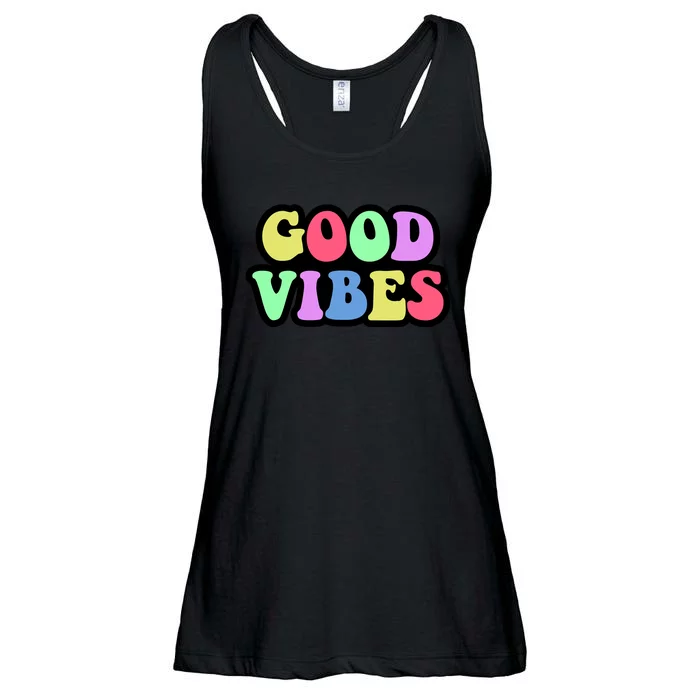 70s Retro Groovy Hippie Good Vibes Bold Ladies Essential Flowy Tank