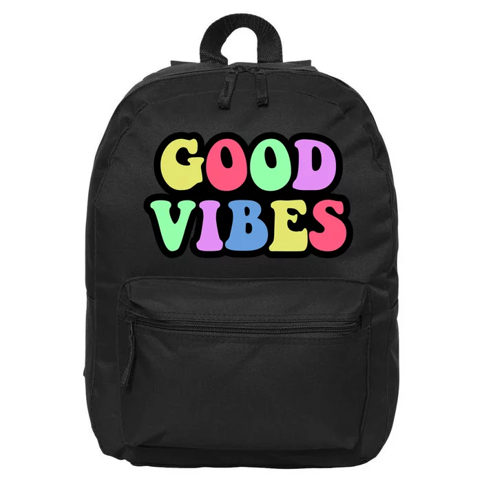 70s Retro Groovy Hippie Good Vibes Bold 16 in Basic Backpack