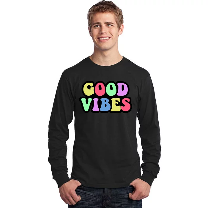 70s Retro Groovy Hippie Good Vibes Bold Tall Long Sleeve T-Shirt