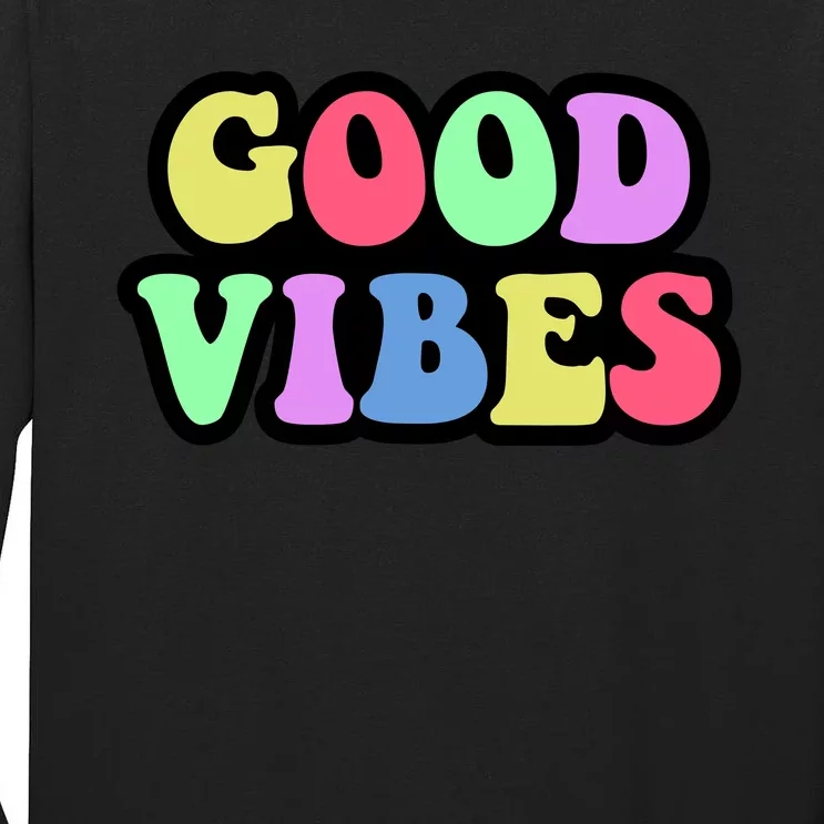 70s Retro Groovy Hippie Good Vibes Bold Tall Long Sleeve T-Shirt