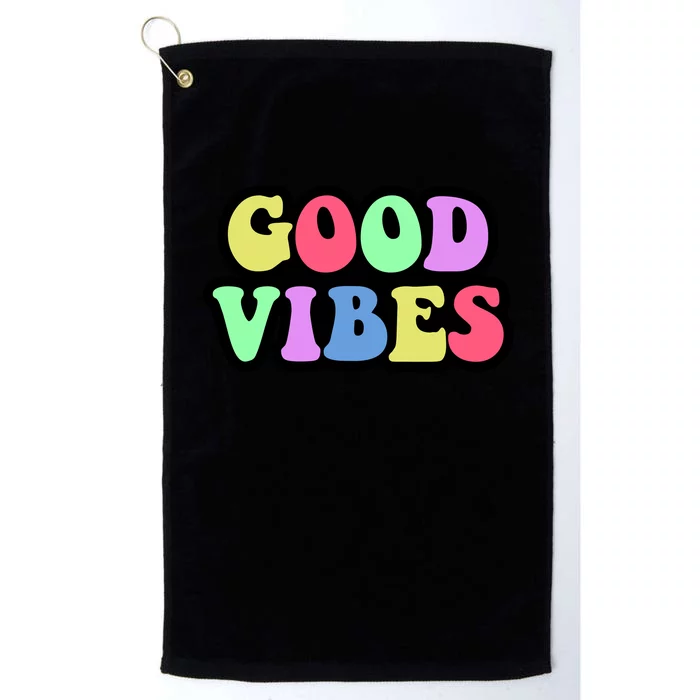 70s Retro Groovy Hippie Good Vibes Bold Platinum Collection Golf Towel