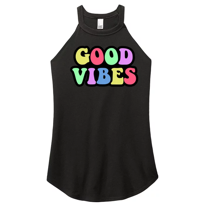 70s Retro Groovy Hippie Good Vibes Bold Women’s Perfect Tri Rocker Tank