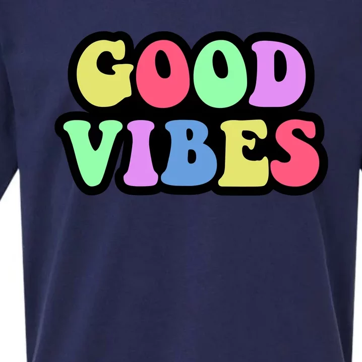 70s Retro Groovy Hippie Good Vibes Bold Sueded Cloud Jersey T-Shirt