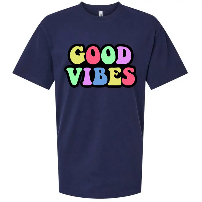 70s Retro Groovy Hippie Good Vibes Bold Sueded Cloud Jersey T-Shirt