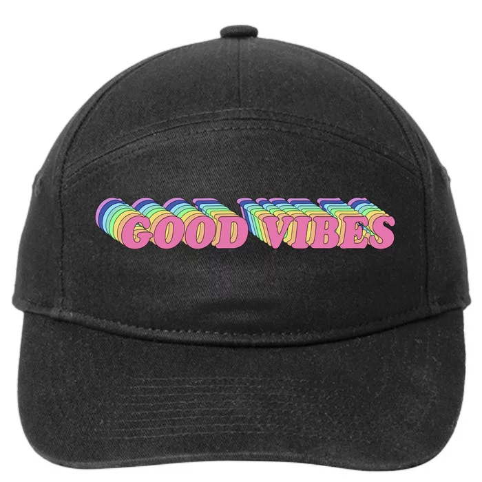 70s Retro Groovy Hippie Good Vibes Repeat 7-Panel Snapback Hat