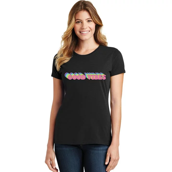 70s Retro Groovy Hippie Good Vibes Repeat Women's T-Shirt