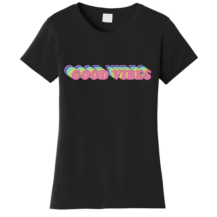 70s Retro Groovy Hippie Good Vibes Repeat Women's T-Shirt