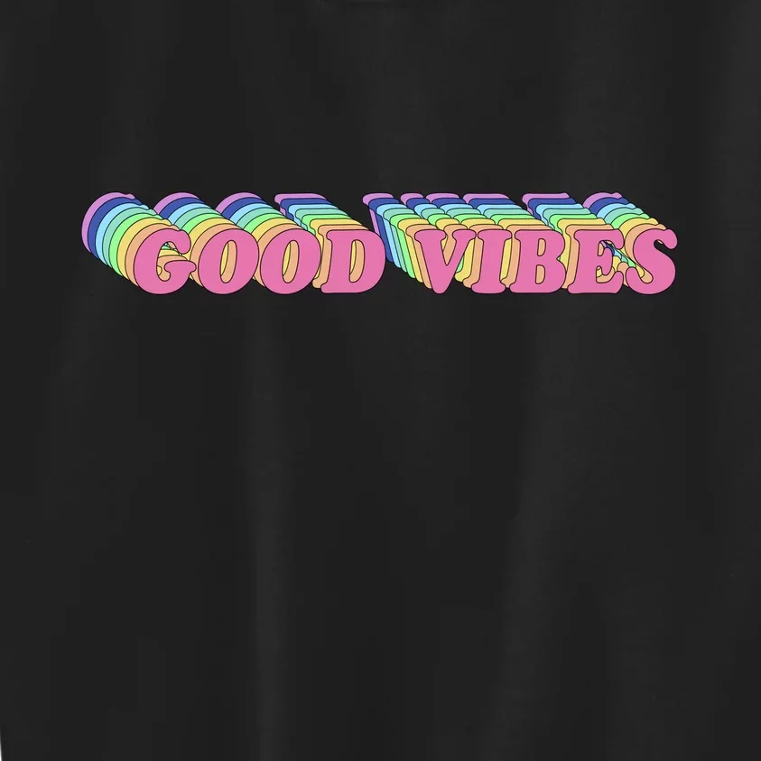 70s Retro Groovy Hippie Good Vibes Repeat Kids Sweatshirt