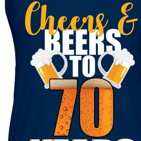 70th Birthday Cheers & Beers To 70 Years Ladies Essential Flowy Tank