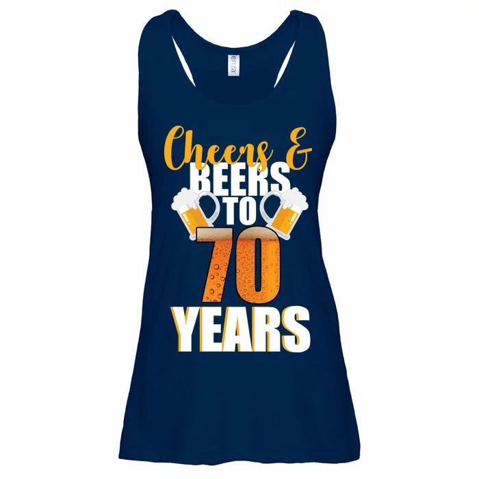 70th Birthday Cheers & Beers To 70 Years Ladies Essential Flowy Tank