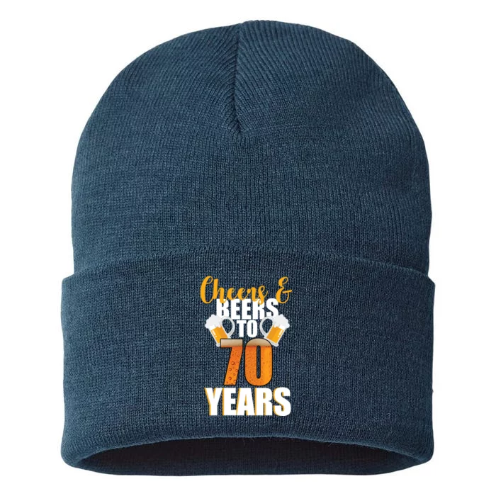 70th Birthday Cheers & Beers To 70 Years Sustainable Knit Beanie