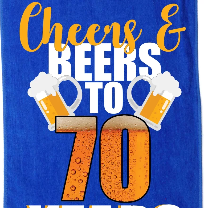 70th Birthday Cheers & Beers To 70 Years Platinum Collection Golf Towel