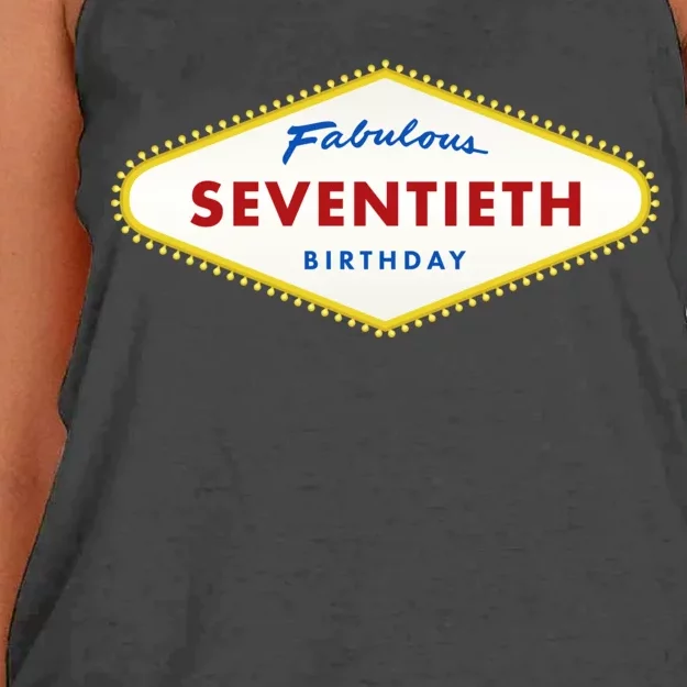 70th Birthday Las Vegas Fabulous Seventieth Women's Knotted Racerback Tank