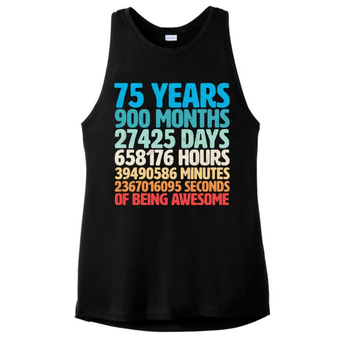 75 Years Of Being Awesome Birthday Time Breakdown Ladies Tri-Blend Wicking Tank