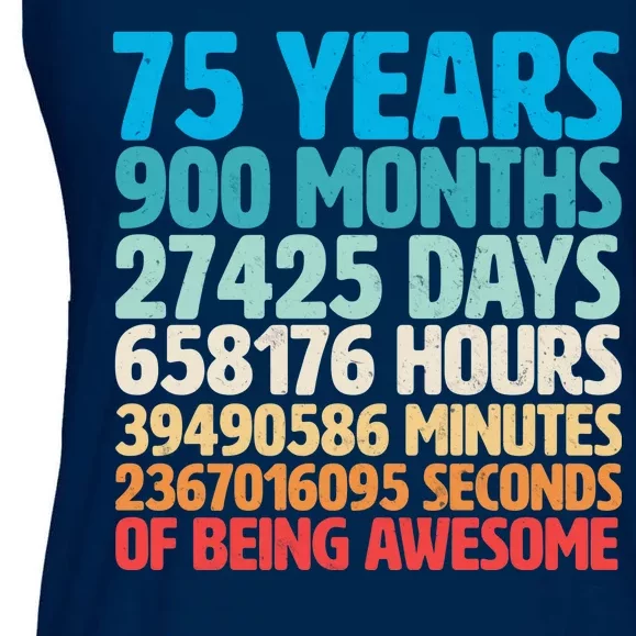 75 Years Of Being Awesome Birthday Time Breakdown Ladies Essential Flowy Tank